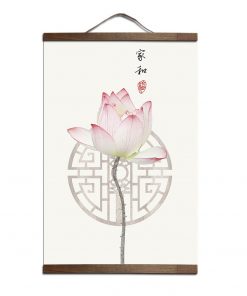 chinese style Lotus green plants canvas decorative painting Store bedroom living room wall art solid wood 2