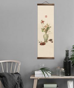 chinese style flower Green plants canvas decorative painting Store bedroom living room wall art solid wood 8