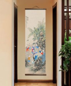 chinese style flower Green plants canvas decorative painting posters bedroom living room wall art solid wood 2