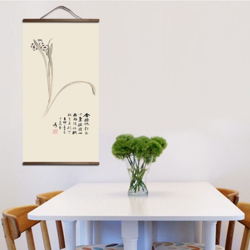 chinese style landscape Green plants canvas decorative painting Store bedroom living room wall art solid wood 8