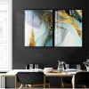 for Living Room Stylish Cuadro Decorativo Modern Abstract Green Gold Foil Canvas Art Fashion Blue and