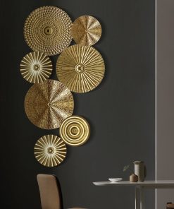 Golden Wall Decoration Pendant Nordic Light Luxury Round Wall Hanging Decor Metal Irregular Disc Wrought Iron 4