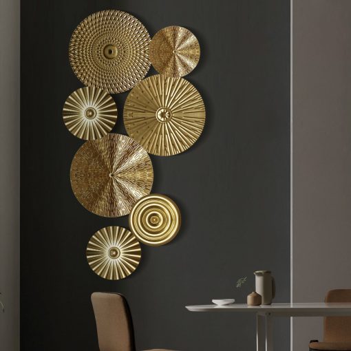 Golden Wall Decoration Pendant Nordic Light Luxury Round Wall Hanging Decor Metal Irregular Disc Wrought Iron 4