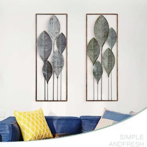 Leaf Iron Cage Wall Hanging Mural Home Crafts Decor 3D Stereo Creative Office House Background Wall 1