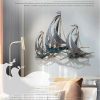 Modern Creative Wrought Iron Wall Hanging Sailboat Home Livingroom Background Wall Mural Crafts Hotel 3D Wall