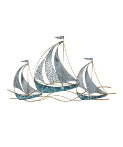 Modern Creative Wrought Iron Wall Hanging Sailboat Home Livingroom Background Wall Mural Crafts Hotel 3D Wall 5