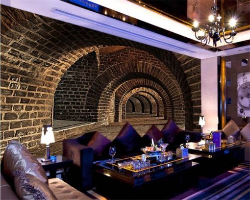 Custom wallpaper 3D tunnel extension space tunnel industrial wind TV sofa background wall murals 3d wallpaper 1