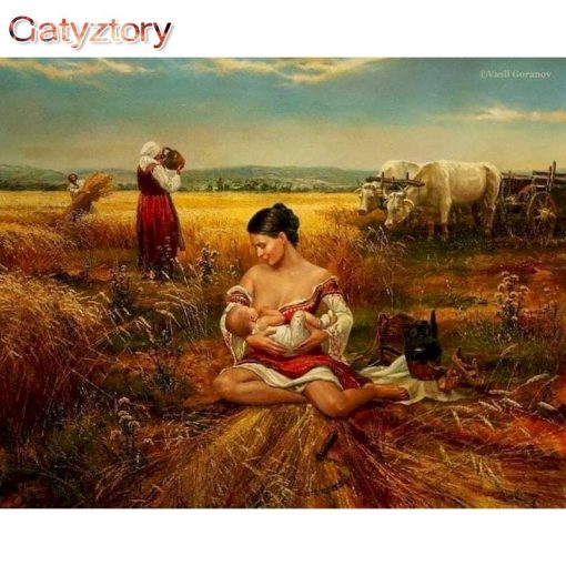 GATYZTORY Oil Painting By Numbers Frameless Picture Drawing Mother And Child DIY Drawing By Numbers Figure