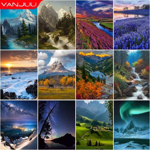 Landscape 5D Diamond Painting Alpine Grassland DIY Diamond Painting Mosaic Full Drill Diamond Embroidery Painting Home