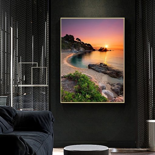 Landscape 5D Diamond Painting Kits Seaside Sunset Scenery Diamond Mosaic Beach Rhinestone Embroidery DIY Home Decor 2