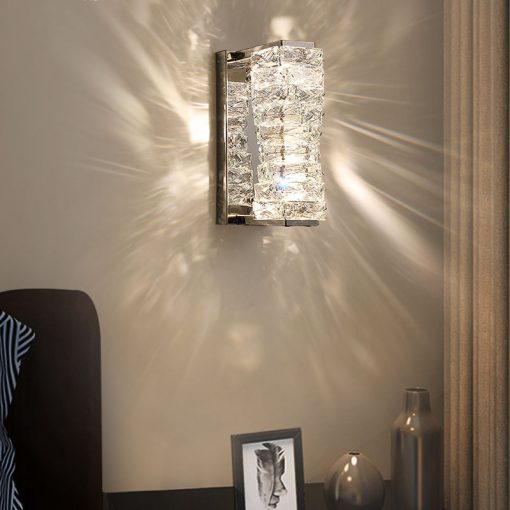 Postmodern Crystal Wall Lamp Interior LED Chrome Stair Aisle Lamp Gold Wall Light For Living Room 4