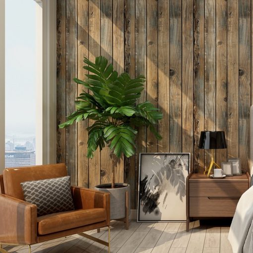 Retro Faux Wood Grain Peel And Stick Wallpaper Self adhesive Wood Plank Wallpaper Roll Removable Vinyl 1