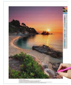 Seaside Scenery 5D DIY Diamond Painting Kit Sunset Scenery Cross Diamond Embroidery Painting Full Diamond Mosaic 3