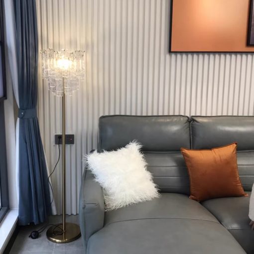 LED Modern Luxury Water Ripple Crystal Glass Shade Floor Lamp Hotel Living Room Home Decor Standing 2