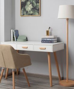 Led Modern Minimalist Solid Wood Fabric Shade Floor Lamp Living Room Study Home Decor Standing Light 1
