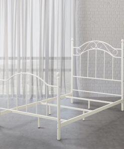 BOUSSAC Traditional Metal Bed Frame with Headboard and Footboard Twin White Kid Bed Wooden Bed 1