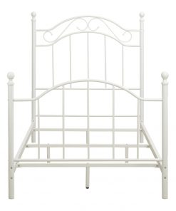 BOUSSAC Traditional Metal Bed Frame with Headboard and Footboard Twin White Kid Bed Wooden Bed 3