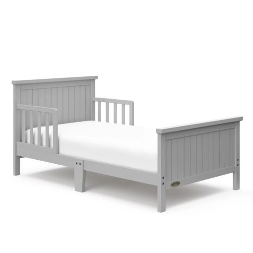 Graco Bailey Wood Single Toddler Kids Bed Guardrails Included Pebble Gray 2