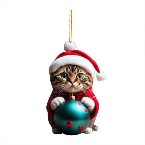 1PC Christmas Cat Pendant Xmas Cute Animal Hanging Ornaments Car Interior Decoration Christmas Tree Decor For 3