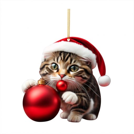 1PC Christmas Cat Pendant Xmas Cute Animal Hanging Ornaments Car Interior Decoration Christmas Tree Decor For 5