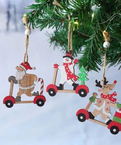 9 12pcs Wooden Christmas Tree Hanging Ornaments DIY Hollow Wood Crafts Xmas Decorations For Home New 2