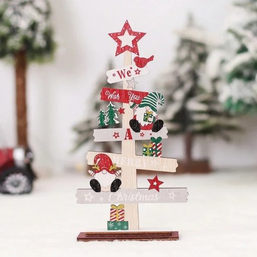 Wooden Christmas Tree Desktop Ornament Santa Claus Merry Christmas Sign Plaque Xmas Decoration for Home 2024 4